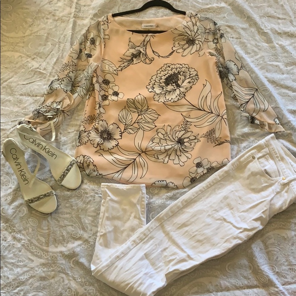 Pink Floral Calvin Klein Blouse